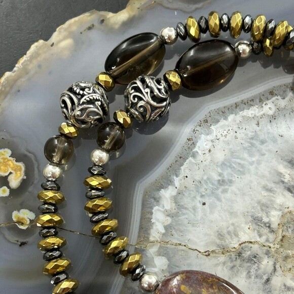 Carolyn Pollack Southwestern Style Sterling Earth Tone Multi Gemstone Necklace - Picture 10 of 10